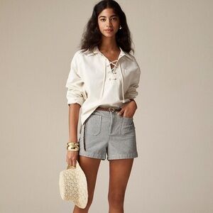 J.Crew Patch Pocket Stripe Denim Shorts Size 6